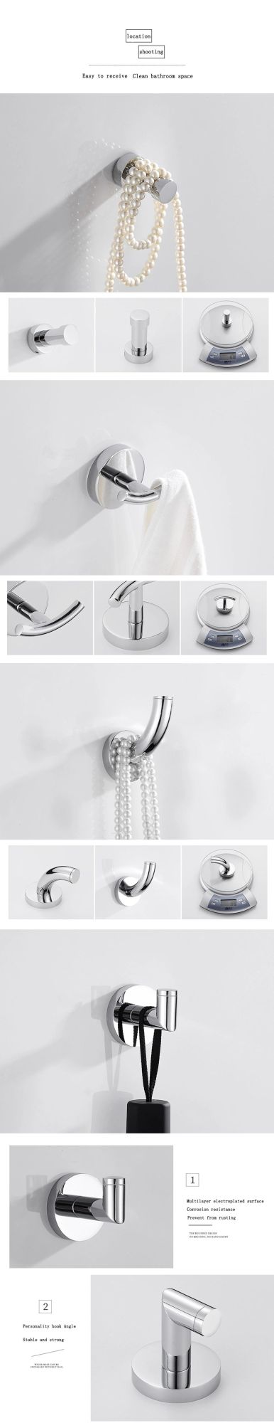 Zinc Alloy Bathroom Accessory Robe Hook Bedroom and Bathroom Use Coat Hook