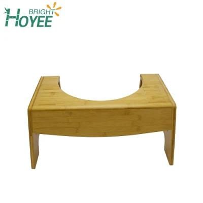 Bamboo Wood Toilet Step Stool Adjustable Height Bathroom Seat