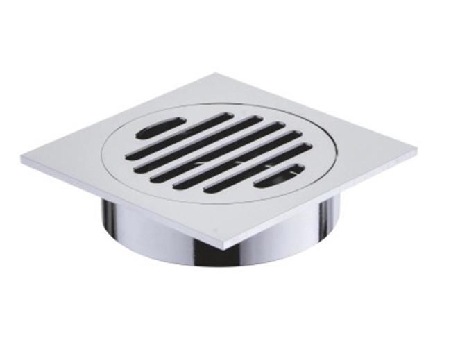 88X88mm Bathroom Square Chrome Plated Brass Floor Drain Strainer Sifon Siphone (ND316)