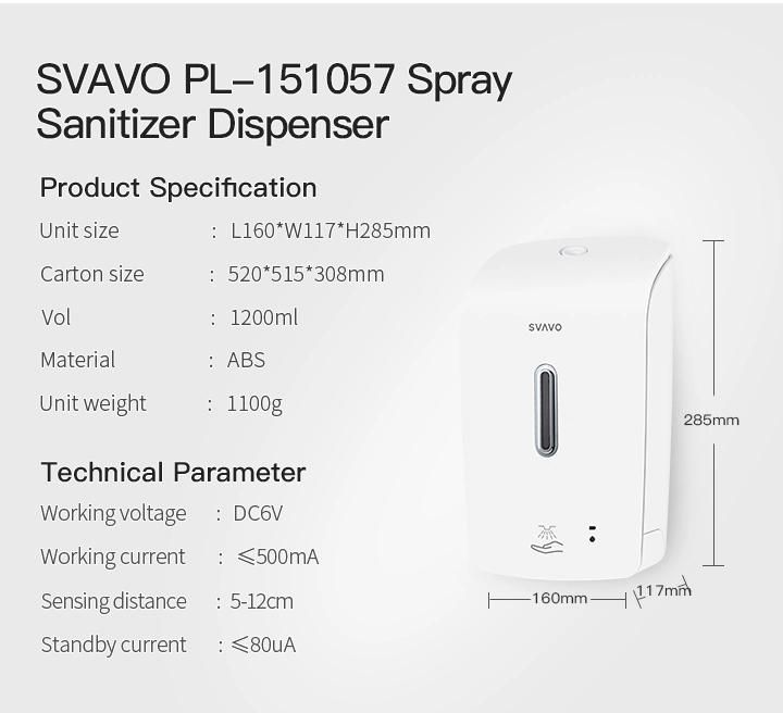 1200ml Automatic Hand Sanitizer Spray Dispenser