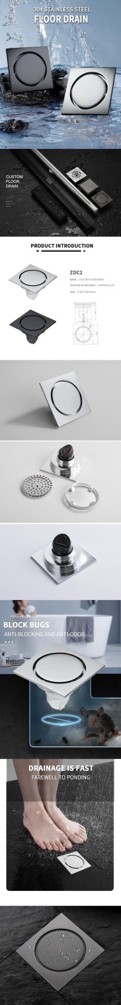 Stainless Steel 304 Shower Floor Drain