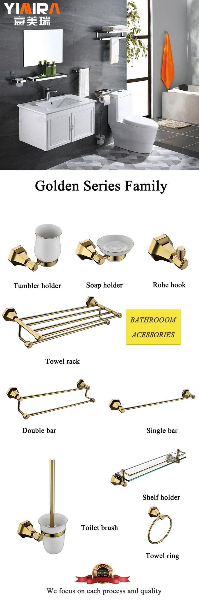 Bathroom Golden Single Shampoo Shelf Holder Mr-T8003G