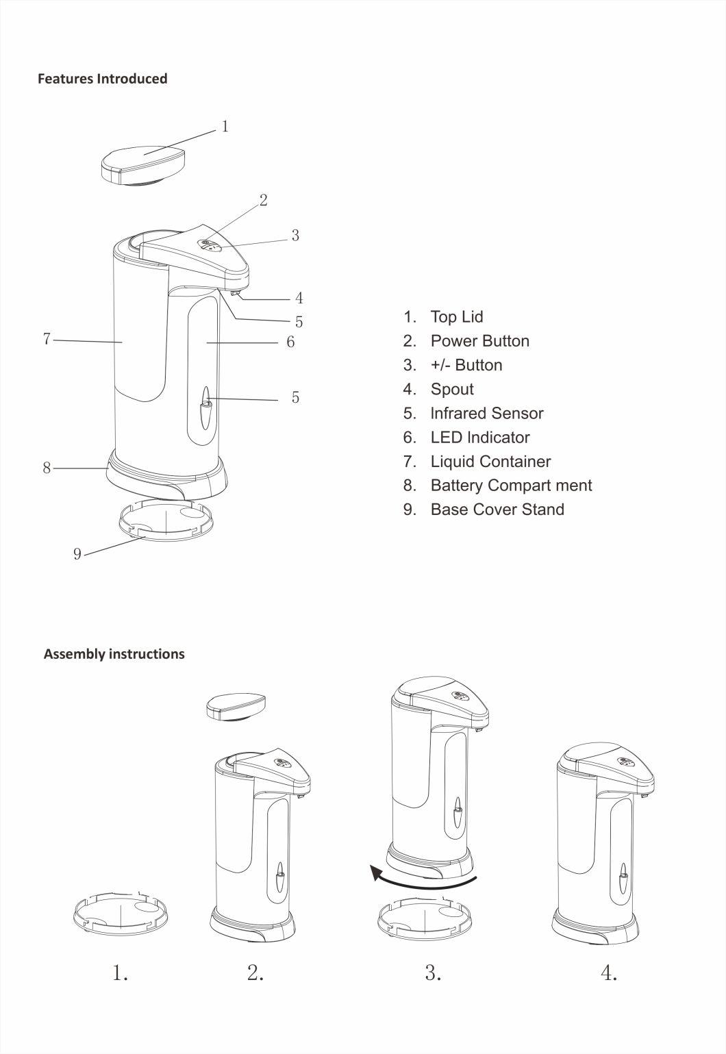 400ml Infrared Motion Sensor Dispenser, Waterproof Automatic Gel/Liquid Soap Dispenser