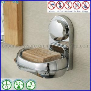ABS Wall Mounted Suction Soap Dish Holder Bathroom Fitting with Chromed