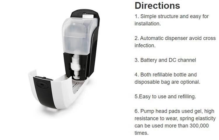 Wholesale Wall Mounted Bathroom 1000ml Sensor Soap Dispenser Touchless Sensor Alcohol Sanitizer Dispenser Foam /Gel/Liquid