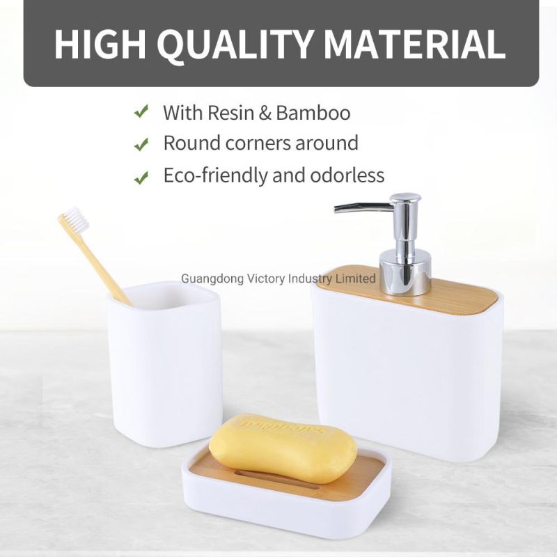 Luxury 3 PCS Resin Bathroom Set with Golden Bathroom Accessories