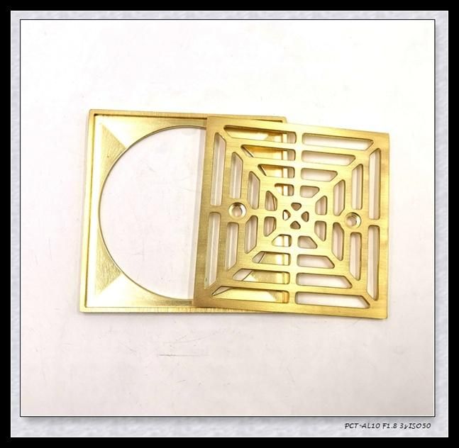 Zinc Alloy Brushed Gold 4 Inch Square Shower Drain