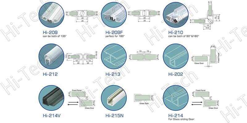 V-9 High Quality PVC Magnetic Glass Door Seal Strip for Bathroom