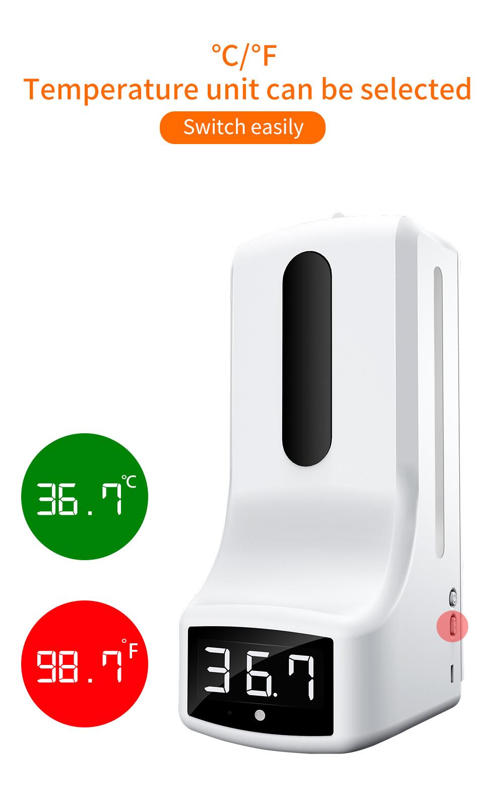 Wall Mounted Automatic Hand Soap Dispenser with Thermometer 2 in 1 Automatic Temperature Measurement