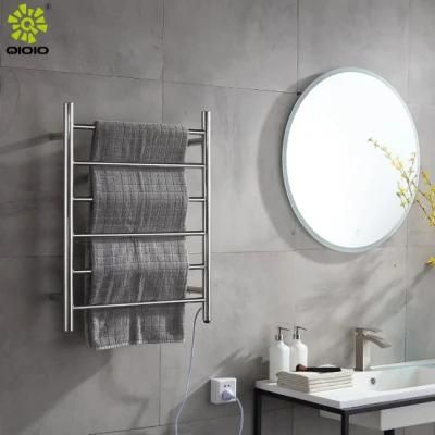 Jiangmen Modern Bathroom Accessories 304 Stainless Steel Round Hotel Wall Mount Heated Towel Warmer Rack