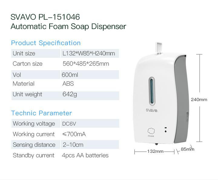 Svavo Best-Selling Automatic Foam Soap Dispenser Hand Sanitizer Dispenser for Shopping Mall