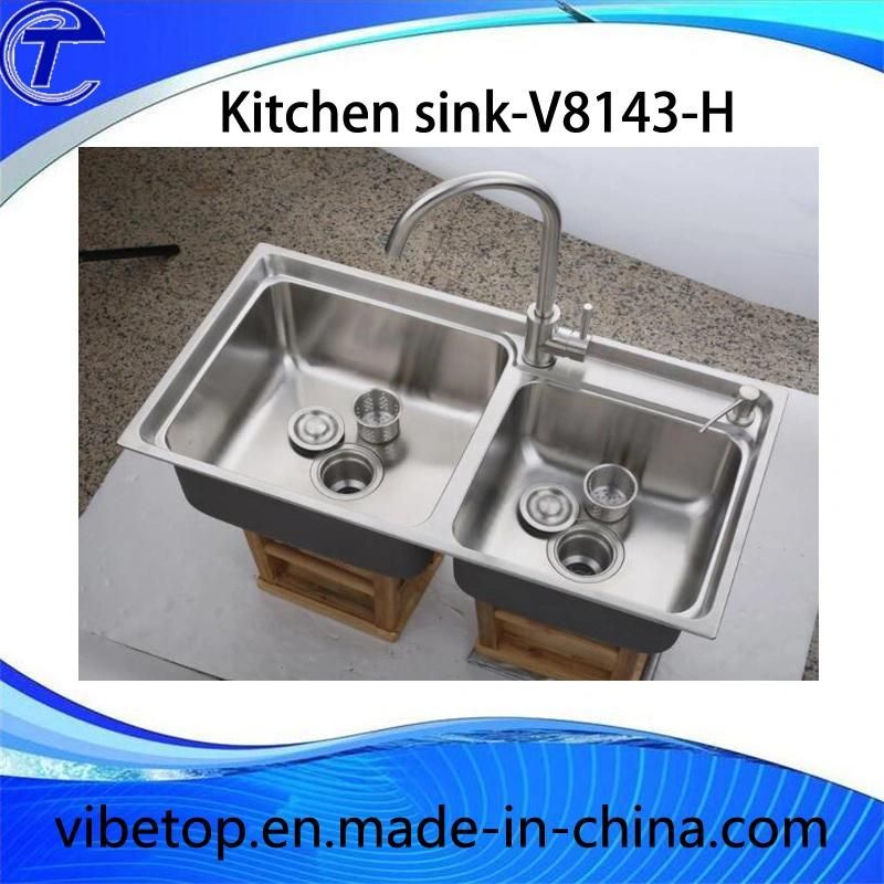 Stainless Steel Kitchen Sink Accessory Square Head Soap Dispenser 300ml