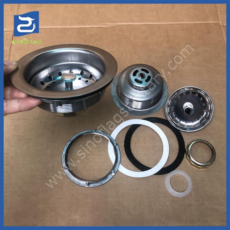 113mm Stainless Steel Body Sink Drain with Strainer Basket