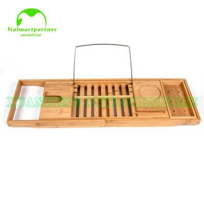 Adjustable Luxury Bamboo Wooden Bathroom Bath Caddy Tray