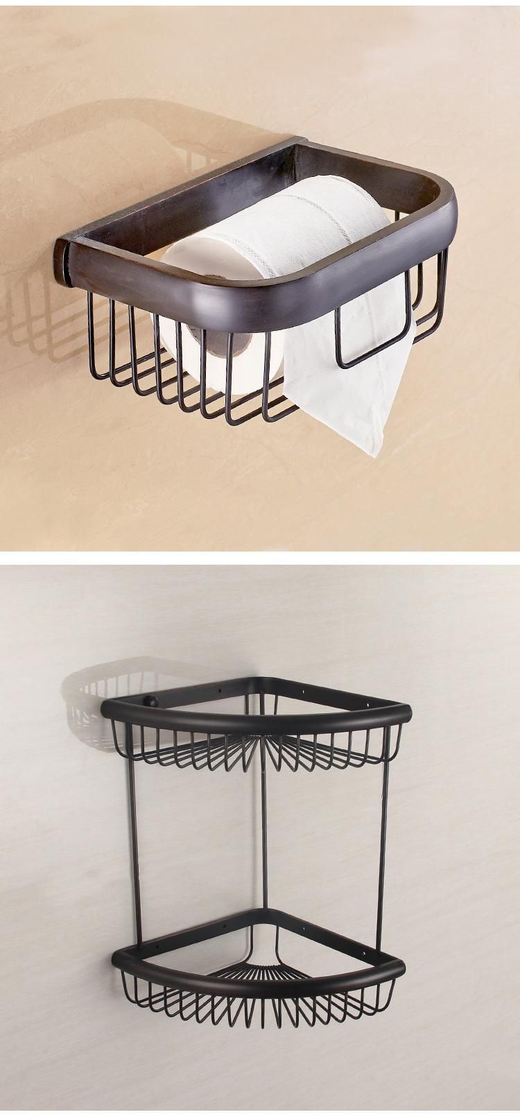 Hotel Matte Black Bathroom Modern European Wall Mounted Brass Hotel Towel Rack