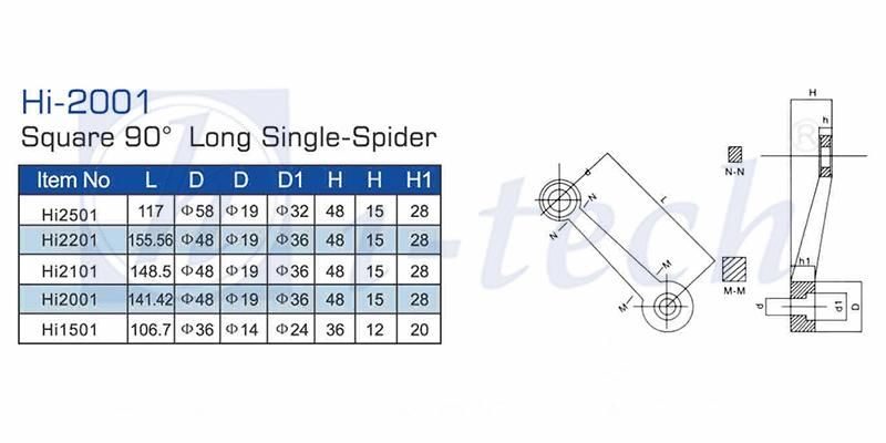 Hi-2001 Square 90 Degree Long Single-Spider Stainless Steel 304&316 Glass Canopy Spider Fittings Spider Glass Facade for Glass Curtain Wall System