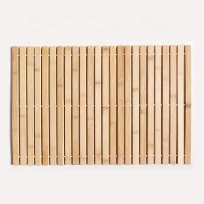 Non-Slip Rubber Designed Bathroom Bamboo Mat