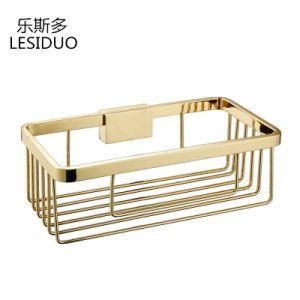 Gold Plated Wall Mounted Bathroom Corner Basket