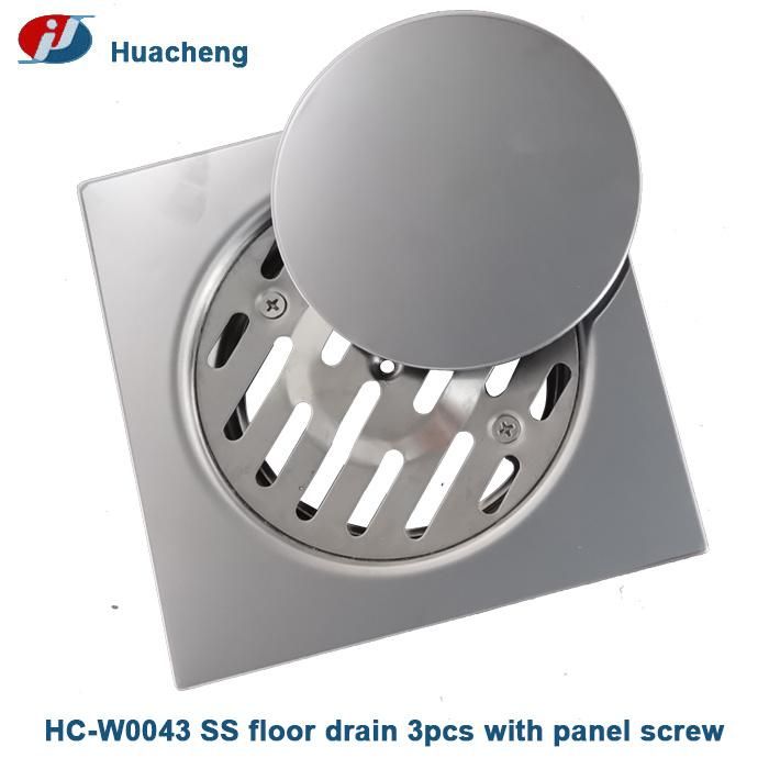 Hc-W0040 3PCS Stainless Steel Floor Drain with Rubber