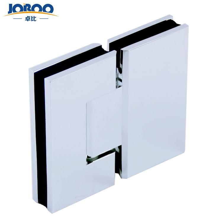 Bathroom Fittings Glass to Glass 180 Degree Solid Brass Polish Chrome Phlishing Glass Shower Hinges Connector Joboo Zb605