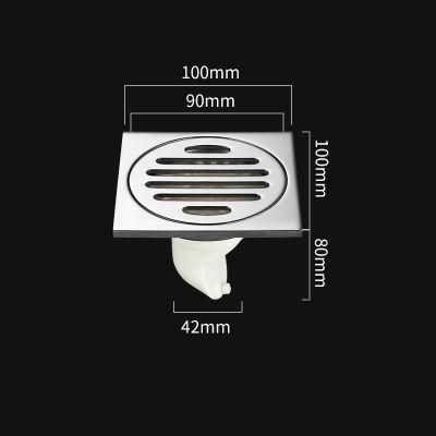 10*10cm Balcony Thickened Stainless Steel Floor Drain 6 mm Large Side Row Deodorant Core Bathroom Bright Floor Drain