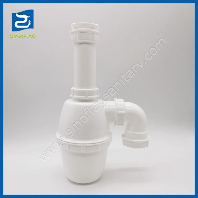 1.1/2*DN40 Plastic White Sink Siphon Bottle Trap with Elbow