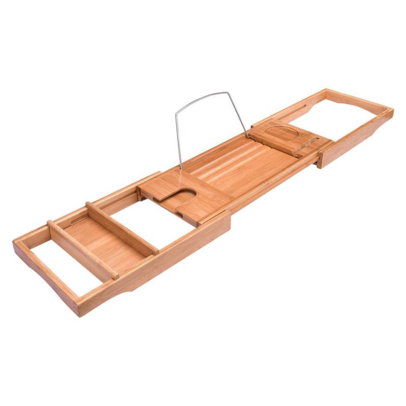 Bamboo Bathtub Caddy Shower Rack Bath Tub Tray Organizer Holder Extending Sides