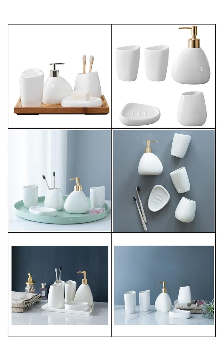 Modern European Irregular Designed White Ceramic Five-Piece Bathroom Accessories