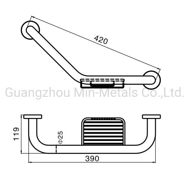 Stainless Steel Handrail Hotel Equipment Safe Grab Bar with Soap Dish Mx-GB402e