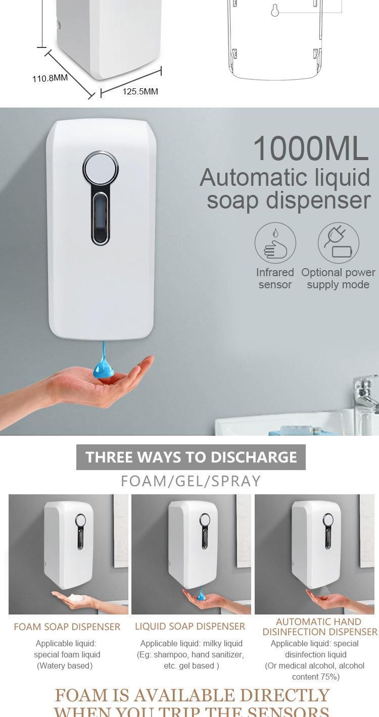 Touchless Automatic Hand Sanitizer Dispenser Wall Mounted Foam Soap Dispenser Set Bathroom