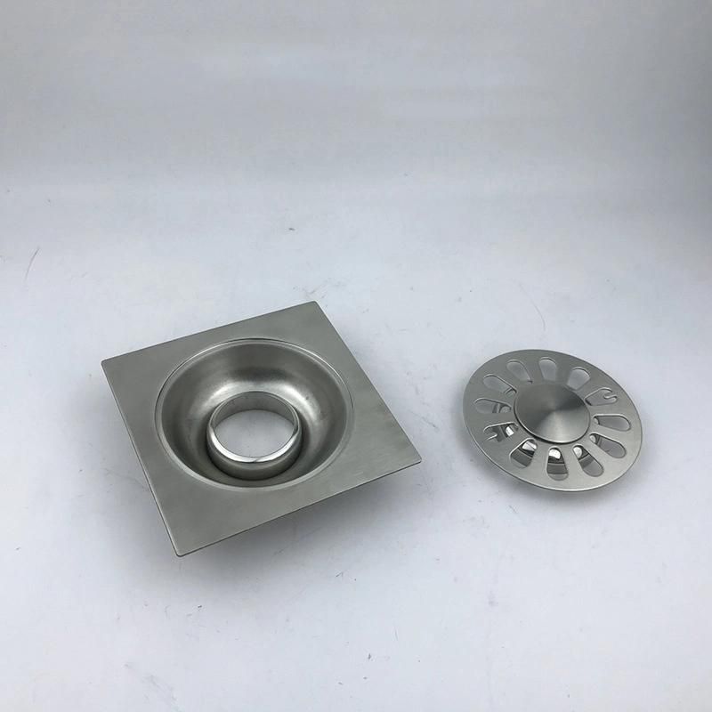 Toilet 3mm Thickness Square Stainless Steel Floor Drain Cover with Buckle Engineering Single and Double Water Seal Odorless Floor Drain