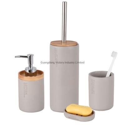 Luxury 4 PCS Resin Bathroom Set with Golden Bathroom Accessories