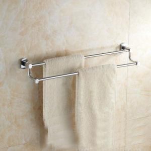 Wall Mounted Brass Double Towel Bar Chrome Finish