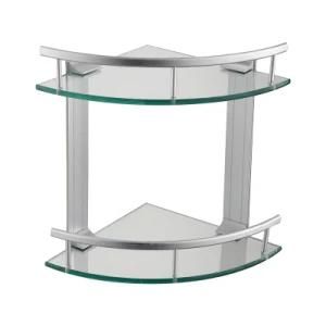 Luolin -Saver in Future- Bathroom Double Glass Shelf Glass Rack, Corner Rack Triangle Shower Shelf, Shower Caddy Bath Tray Corner, 22225-11
