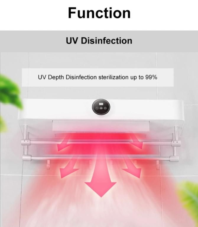 LED Display Black Wall Mounted UV Sterilization Towel Warmer Rack