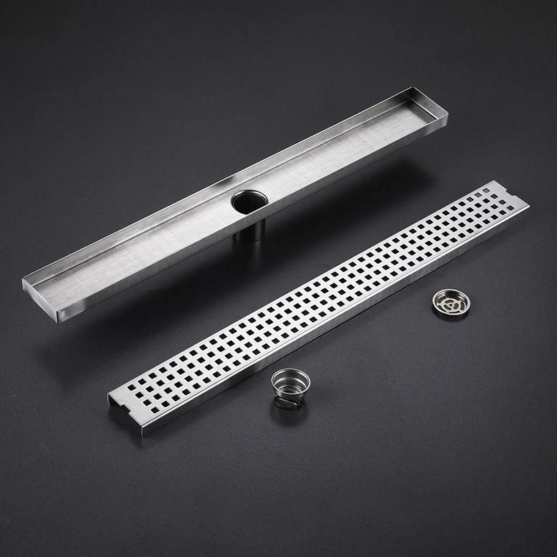 60cm Rectangle 304 Stainless Steel Floor Drain Thickened Square Hole Large Displacement Odorless Long Floor Drain Grid Floor Drain
