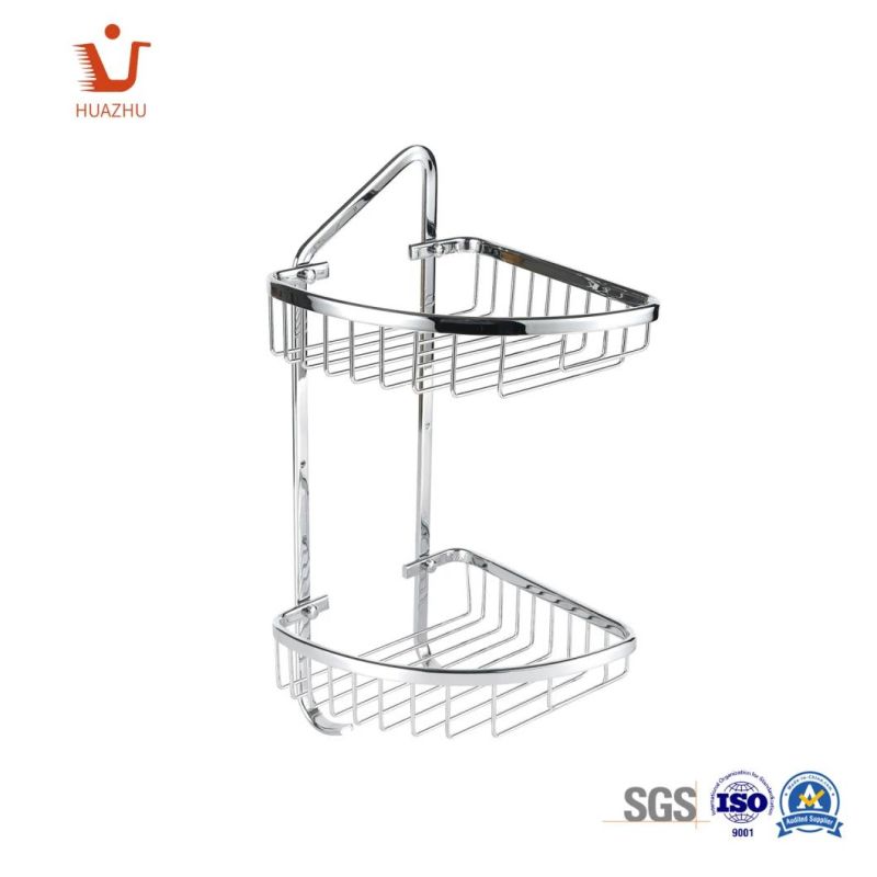 Sliver Color Bathroom Design Double-Layer Storage Basket for Bathroom Accessory