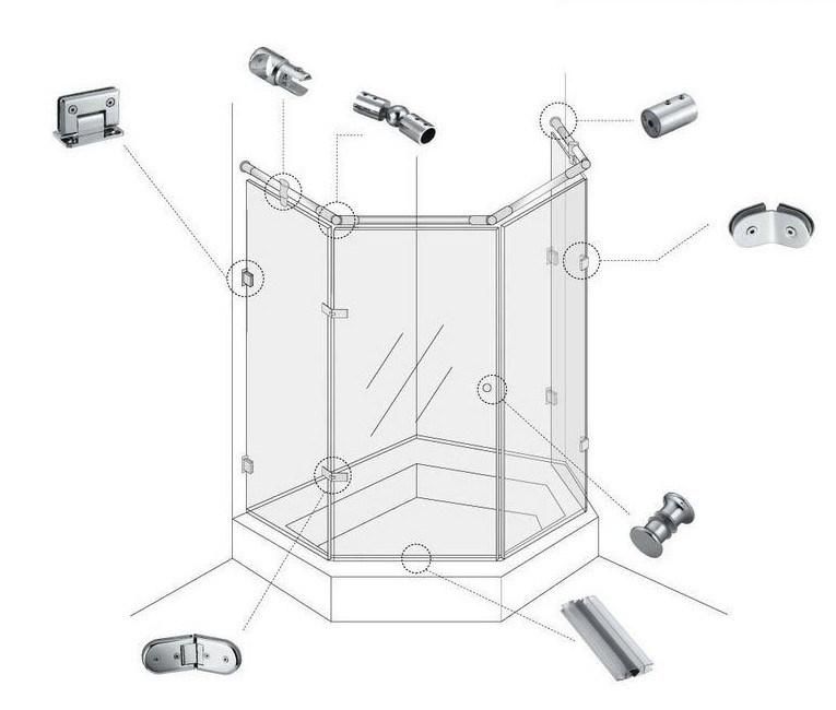 Showeroom Pipe Connector Shower Fittings Corner Curtain Rod Connector