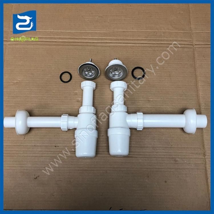 White PP Strainer Basin Drain Siphone Bottle Waste Set