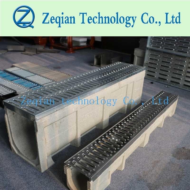 En1433 Polymer Trench Drain with Stainless Steel Stamping Cover for Rain Water