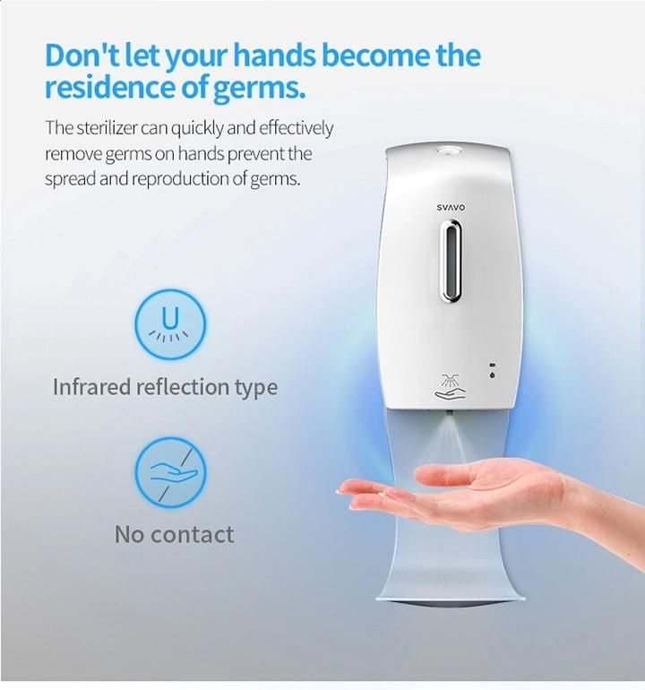 Shopping Mall Bathroom Wall Mount Automatic Hands Free Alcohol Disinfectant Spray Dispenser