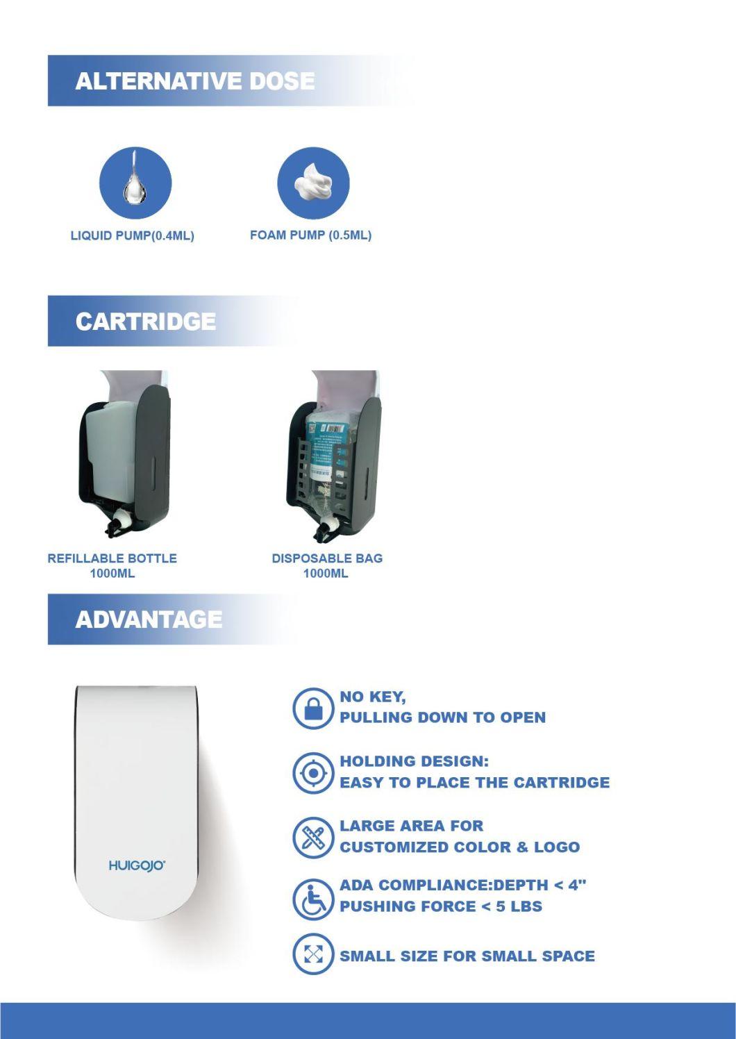 Hospital 1000ml Compact Manual Alcohol Hand Sanitizer Soap Dispenser