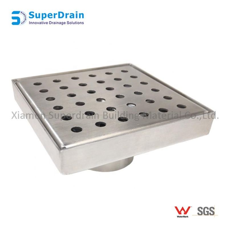 Kitchen Hotel Invisible Square Shape 4 Inch Brass Bathroom Shower Floor Drain, Balcony Drainage with Removable Cover