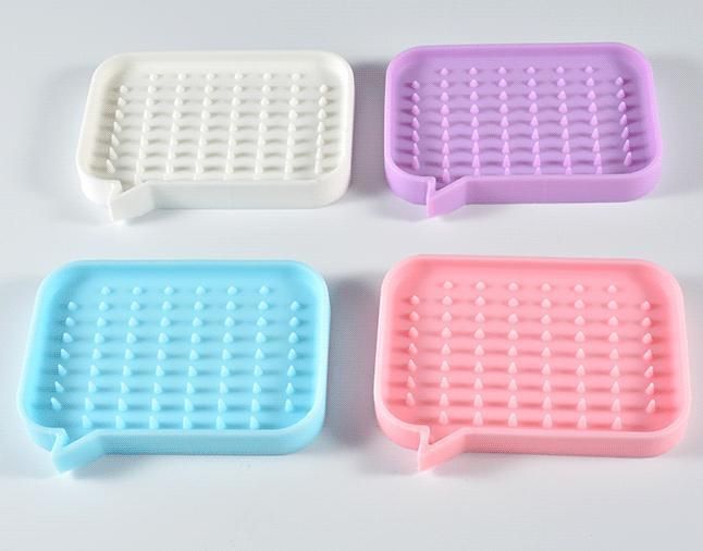 Non-Slip Portable Travel Soap Box Bathroom Kitchen Soft Silicone Soap Dish with Drain Soap Holder Wbb12056