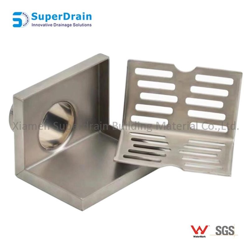 China Supplier Stainless Steel Household Sanitary Balcony Floor Drainage with Lshpae Cover