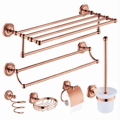 Hotel Rose Gold Brass Bathroom Accessories Wall Mount Towel Shelf Holder