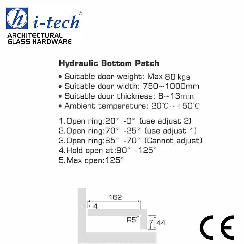 Hi-663 80kgs Stainless Steel Glass Hardware Hydraulic Bottom Patch Floor Spring