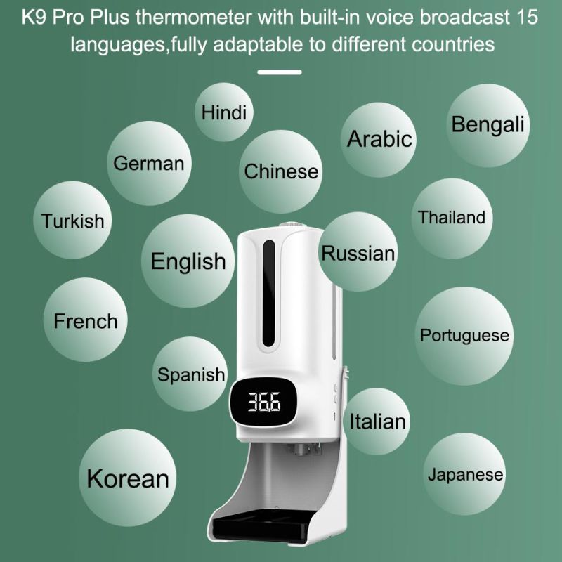 K9 PRO Plus Hand Temperature Measurement Disinfection Touchless Sanitizing Liquid Soap Dispenser