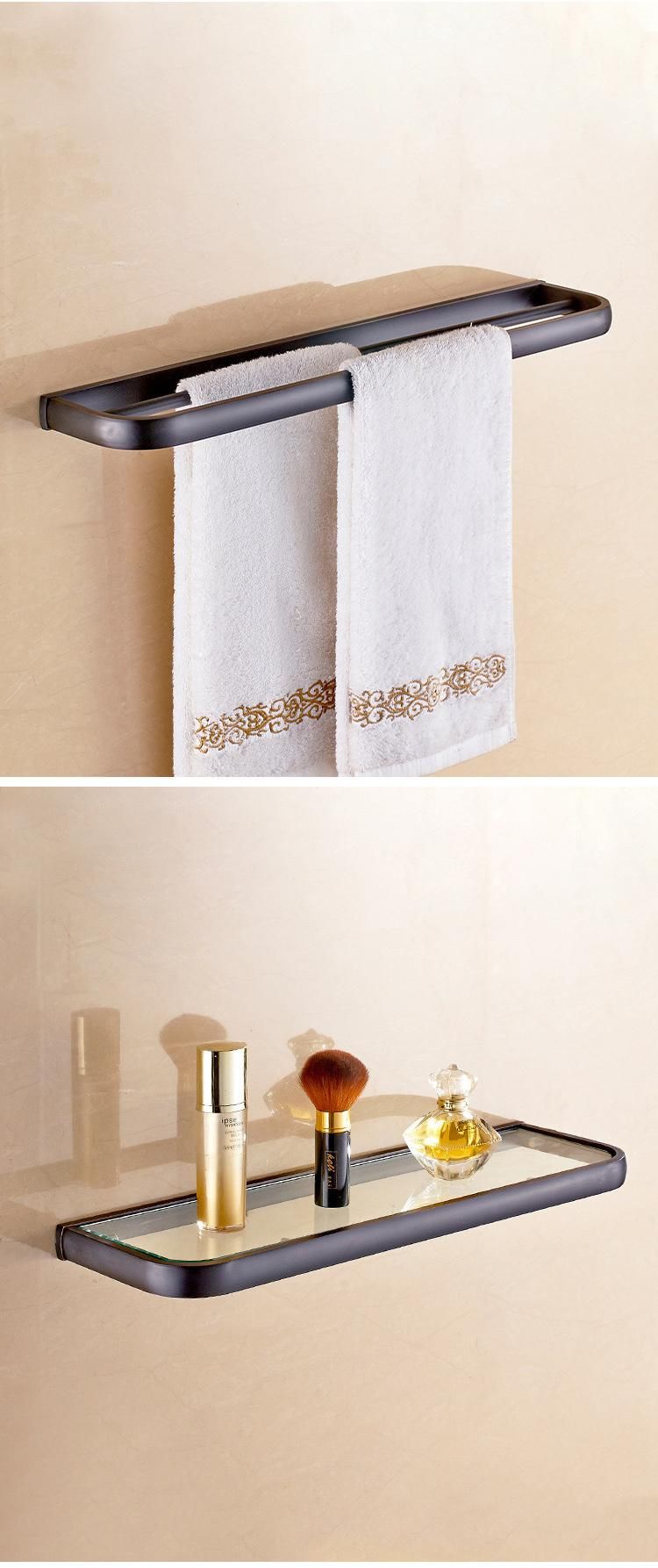 Hotel Matte Black Bathroom Modern European Wall Mounted Brass Hotel Towel Rack