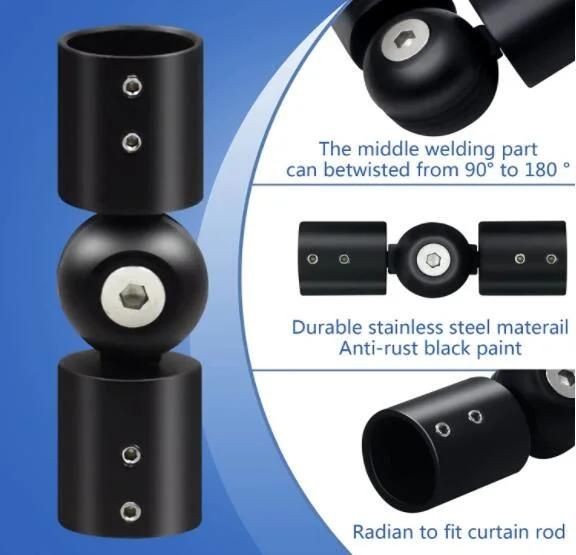 Matte Black Shower Room Round Pipe Support Bar Connector Accessories